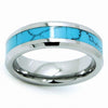 8/6mm Matching Pair of Tungsten Wedding Rings with Turquoise Inlay - InnovatoDesign