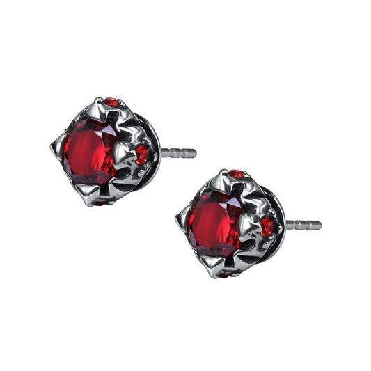 Red Cubic Zirconia Stainless Steel Punk Stud Earrings-Earrings-Innovato Design-Innovato Design