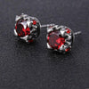 Red Cubic Zirconia Stainless Steel Punk Stud Earrings-Earrings-Innovato Design-Innovato Design