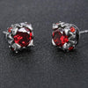 Red Cubic Zirconia Stainless Steel Punk Stud Earrings