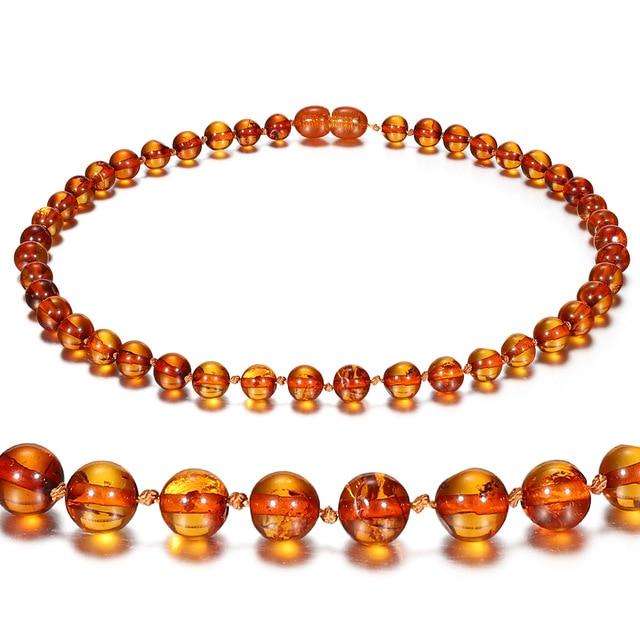 Polished Baltic Amber Marble Stone Beaded Bracelet-Necklaces-Innovato Design-Cognac-13 small necklace-Innovato Design