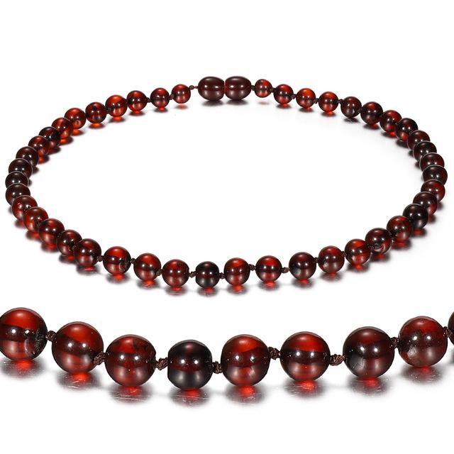 Polished Baltic Amber Marble Stone Beaded Bracelet-Necklaces-Innovato Design-Cherry-13 small necklace-Innovato Design