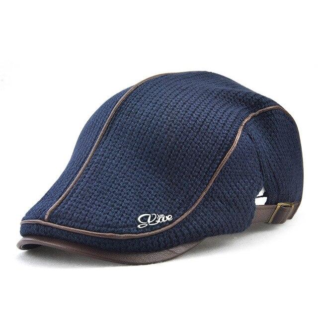 Wool Knitted Buckled Ivy Irish Cabbie Scally Duckbill Gatsby Flat Cap-Hats-Innovato Design-Navy-Innovato Design