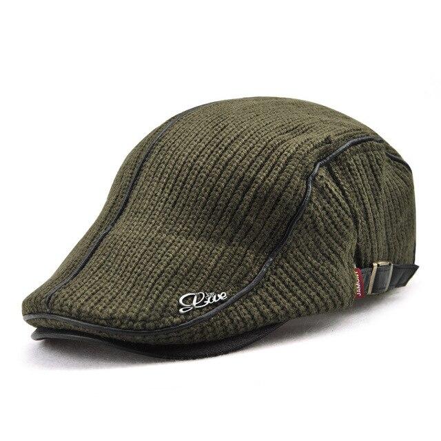 Wool Knitted Buckled Ivy Irish Cabbie Scally Duckbill Gatsby Flat Cap-Hats-Innovato Design-Green-Innovato Design