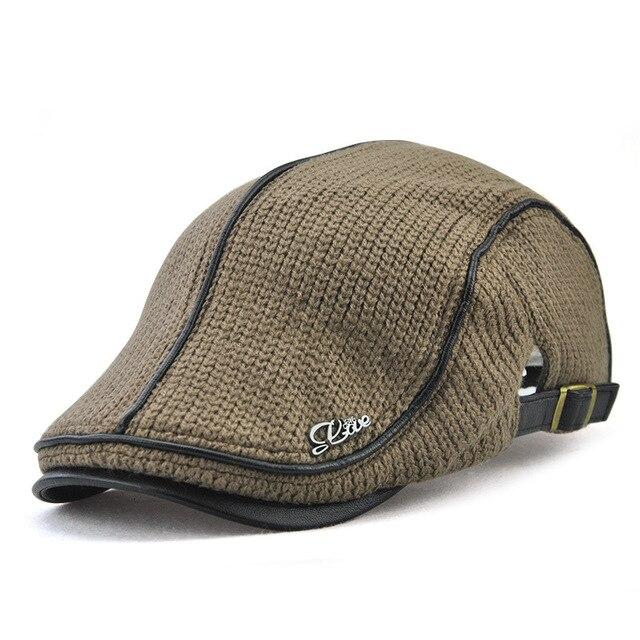 Wool Knitted Buckled Ivy Irish Cabbie Scally Duckbill Gatsby Flat Cap-Hats-Innovato Design-Brown-Innovato Design