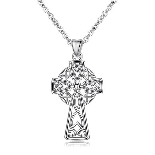 925 Sterling Silver Celtic Cross & Knot Pendant Necklace - InnovatoDesign