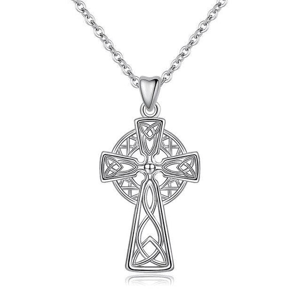 925 Sterling Silver Celtic Cross & Knot Pendant Necklace-Necklaces-Innovato Design-Innovato Design