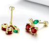 925 Sterling Silver Red & Gold and Green Cherry Stud Earrings-Earrings-Innovato Design-Innovato Design