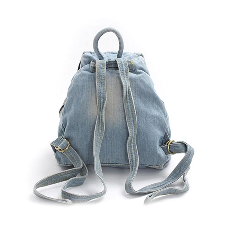 Blue Denim Daily Travel 20 to 35 Litre Backpack for Girls-Denim Backpacks-Innovato Design-Blue-Innovato Design