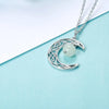 Sterling Silver Crescent Moon with White Bead Pendant Necklace - InnovatoDesign