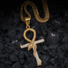 Metallic Snake Ankh Pendant with Cubic Zirconia Crystals Necklace - InnovatoDesign