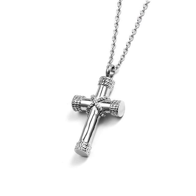 Urn Cross with Knotted Rope Design and Chain Necklace-Necklaces-Innovato Design-Silver-20"-Innovato Design