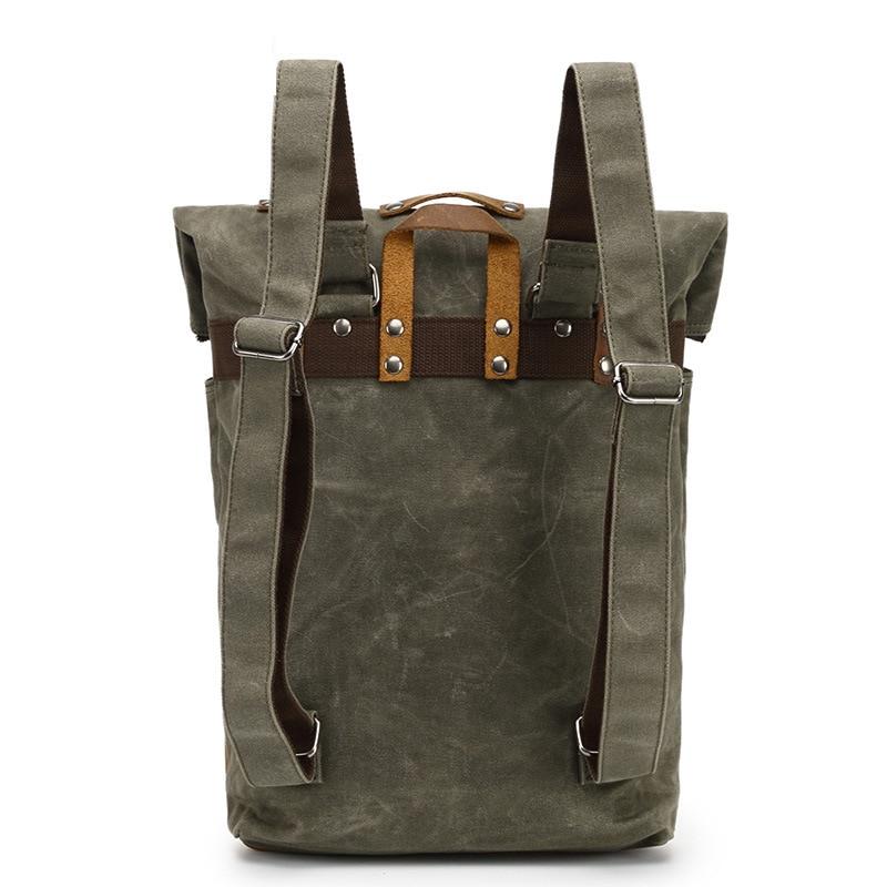 Waxed Canvas Leather Waterproof Tavel 20 to 35 Litre Backpack-Canvas and Leather Backpack-Innovato Design-Black-Innovato Design