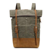 Waxed Canvas Leather Waterproof Tavel 20 to 35 Litre Backpack-Canvas and Leather Backpack-Innovato Design-Army Green-Innovato Design