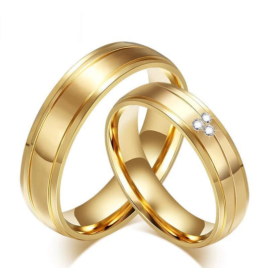 Gold Plated Stainless Steel with Tension Setting Cubic Zirconia Wedding Band-Rings-Innovato Design-5-7-Innovato Design