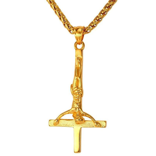 Upside Down/ Inverted of St. Peter Cross Pendant Necklace-Necklaces-Innovato Design-Gold-Innovato Design