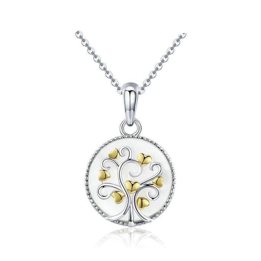 925 Sterling Silver Tree of Life with Gold Plated Hearts Pendant Necklace-Necklaces-Innovato Design-Innovato Design