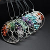 Natural Quartz Chakra Stones Tree of Life Pendant-Necklaces-Innovato Design-Multicolor-Innovato Design