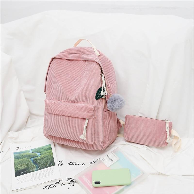 Corduroy Fashion Backpack for School or Everyday Use-corduroy backpacks-Innovato Design-Black-Innovato Design