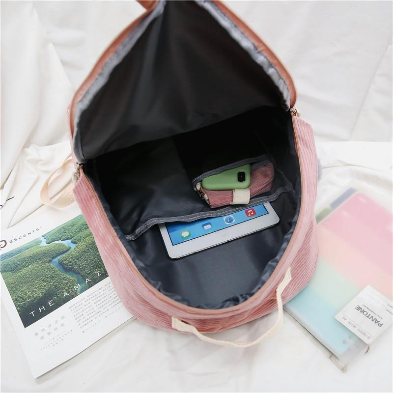 Corduroy Fashion Backpack for School or Everyday Use-corduroy backpacks-Innovato Design-Black-Innovato Design