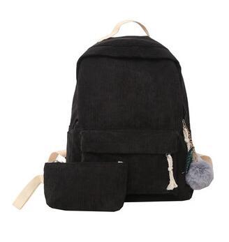 Corduroy Fashion Backpack for School or Everyday Use-corduroy backpacks-Innovato Design-Black-Innovato Design
