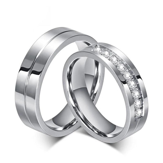 Silver Plated Stainless Steel with Channel Setting Cubic Zirconia Wedding Band-Rings-Innovato Design-7-5-Innovato Design