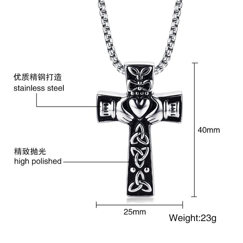 Celtic Claddagh Cross Necklace with Trinity Pattern-Necklaces-Innovato Design-Innovato Design