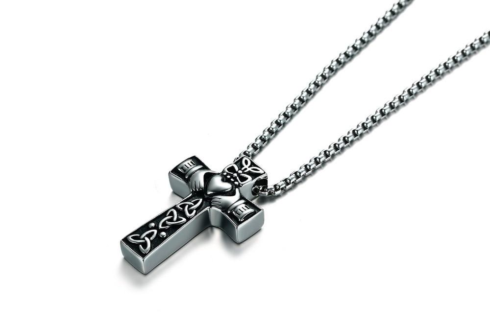 Celtic Claddagh Cross Necklace with Trinity Pattern-Necklaces-Innovato Design-Innovato Design