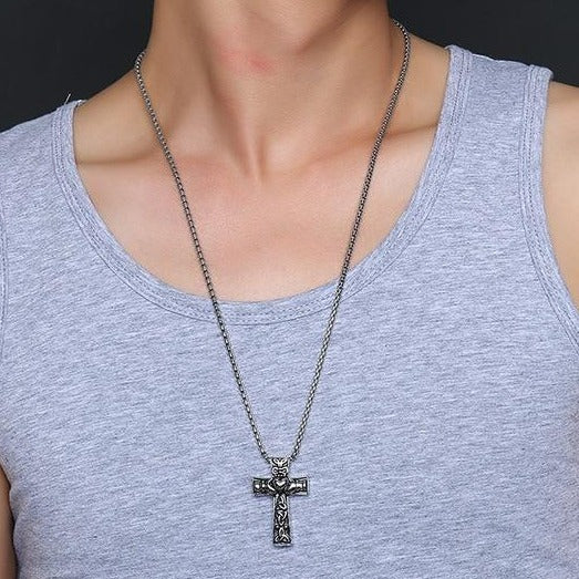 Celtic Claddagh Cross Necklace with Trinity Pattern-Necklaces-Innovato Design-Innovato Design