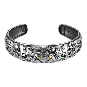 Chinese Taotie 925 Sterling Silver Vintage Bracelet-Bracelets-Innovato Design-Innovato Design