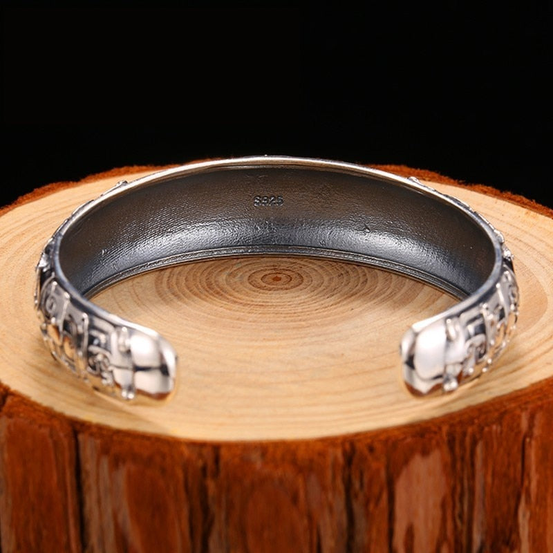 Chinese Taotie 925 Sterling Silver Vintage Bracelet-Bracelets-Innovato Design-Innovato Design