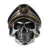 American Soldier Skull Ring with Gold Plated Eagle Biker Band for Men - InnovatoDesign