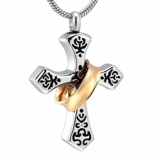 Silver Cross Pendant Mini-Urn Memorial Pendant Necklace-Necklaces-Innovato Design-Innovato Design