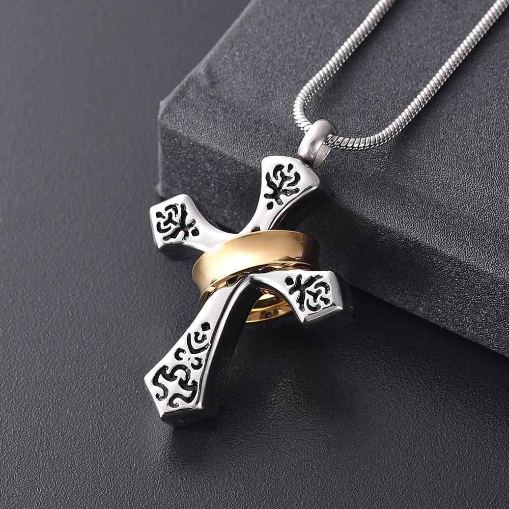 Silver Cross Pendant Mini-Urn Memorial Pendant Necklace-Necklaces-Innovato Design-Innovato Design