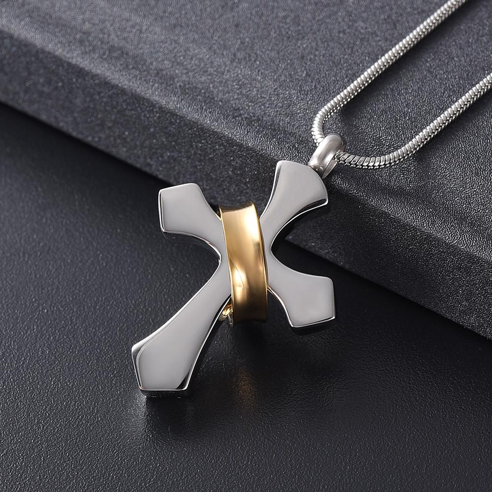 Silver Cross Pendant Mini-Urn Memorial Pendant Necklace-Necklaces-Innovato Design-Innovato Design