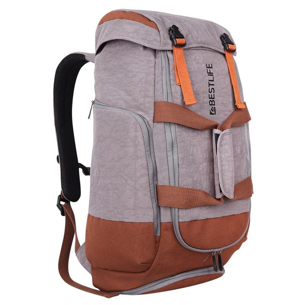Gray Orange Outdoor Camping/Hiking 34 Litre Travel Backpack with Shoe Compartment - InnovatoDesign