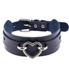 Silver Color Metal Heart Collar Choker Leather Handmade Punk Harajuku Necklace-Necklace-Innovato Design-Dark Blue-Innovato Design