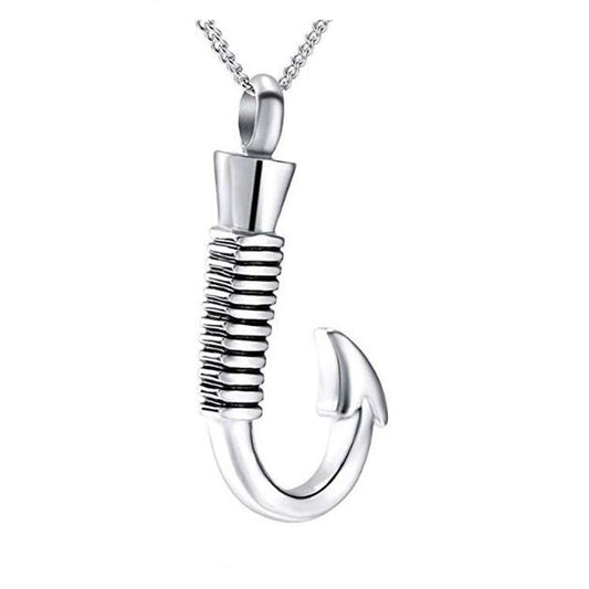 Stainless Steel Fish Hook Memorial Pendant Necklace-Necklaces-Innovato Design-Innovato Design