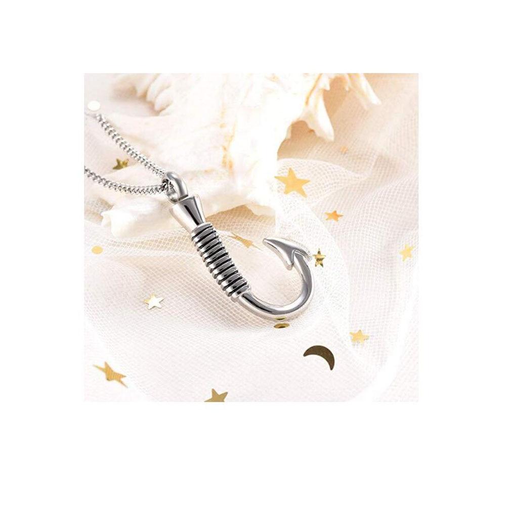 Stainless Steel Fish Hook Memorial Pendant Necklace-Necklaces-Innovato Design-Innovato Design