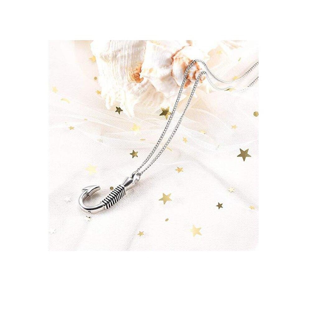 Stainless Steel Fish Hook Memorial Pendant Necklace-Necklaces-Innovato Design-Innovato Design