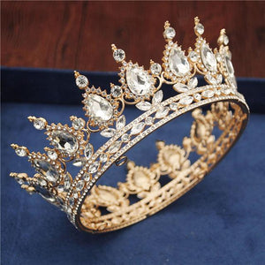 Royal Queen & King Tiaras and Crowns for Wedding, Pageant Prom-Crowns-Innovato Design-Gold White-Innovato Design