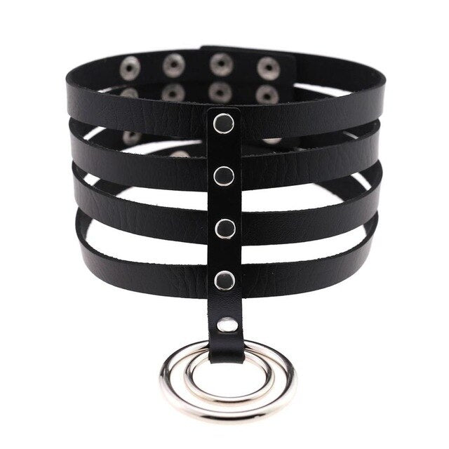 Four-Layer Punk Choker Collar Leather Gothic Harajuku Necklace-Necklace-Innovato Design-Black-Innovato Design
