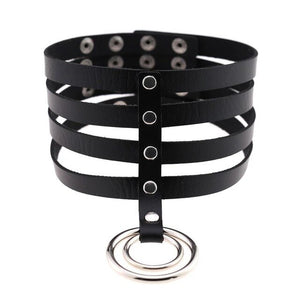 Four-Layer Punk Choker Collar Leather Gothic Harajuku Necklace-Necklace-Innovato Design-Black-Innovato Design