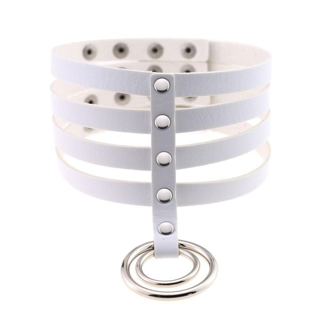Four-Layer Punk Choker Collar Leather Gothic Harajuku Necklace-Necklace-Innovato Design-White-Innovato Design