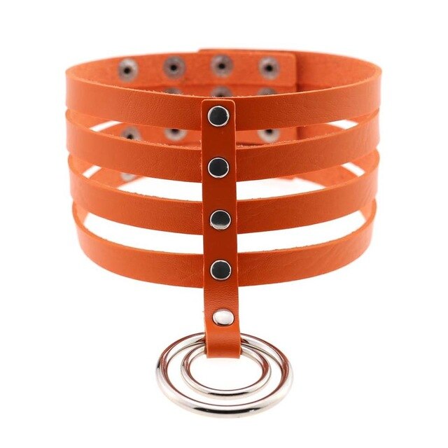 Four-Layer Punk Choker Collar Leather Gothic Harajuku Necklace-Necklace-Innovato Design-Orange-Innovato Design