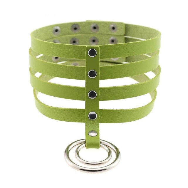 Four-Layer Punk Choker Collar Leather Gothic Harajuku Necklace-Necklace-Innovato Design-Green-Innovato Design