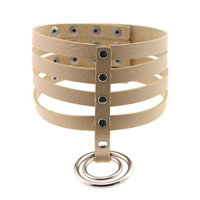 Four-Layer Punk Choker Collar Leather Gothic Harajuku Necklace-Necklace-Innovato Design-Nude-Innovato Design