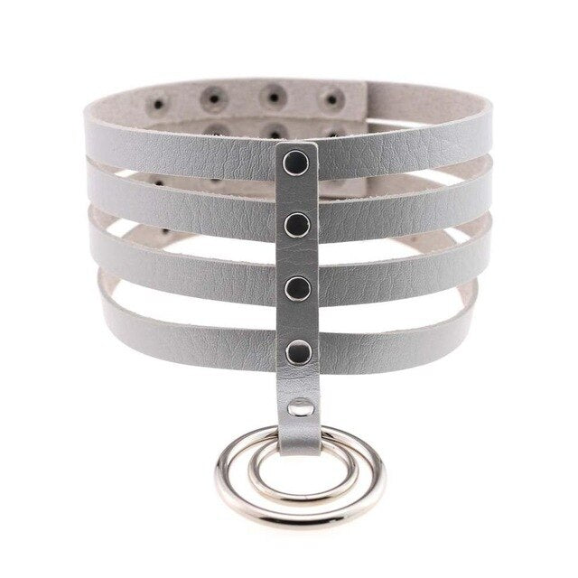 Four-Layer Punk Choker Collar Leather Gothic Harajuku Necklace-Necklace-Innovato Design-Gray-Innovato Design