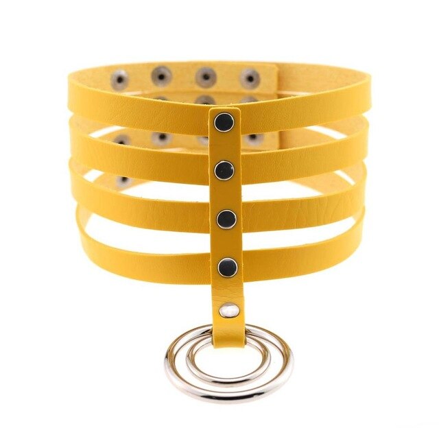 Four-Layer Punk Choker Collar Leather Gothic Harajuku Necklace-Necklace-Innovato Design-Yellow-Innovato Design