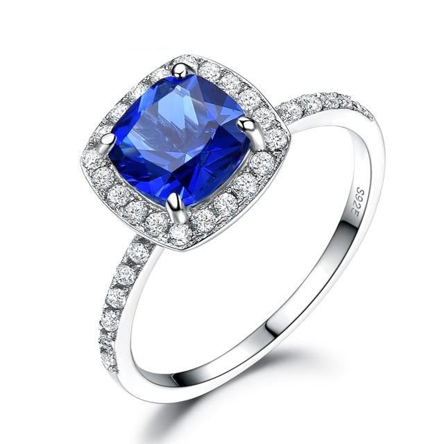 Radiant Cut Cubic Zirconia 925 Sterling Silver Fashion Wedding Ring-Rings-Innovato Design-5-Sapphire-Innovato Design